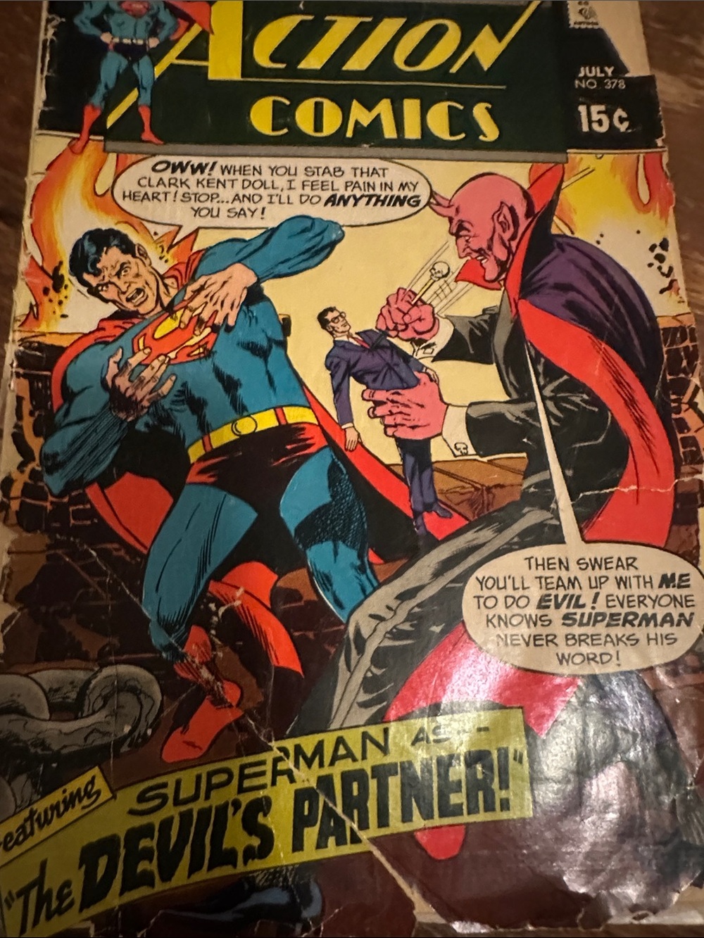Superman Vintage Comic Book Cover Print - Blue & Red